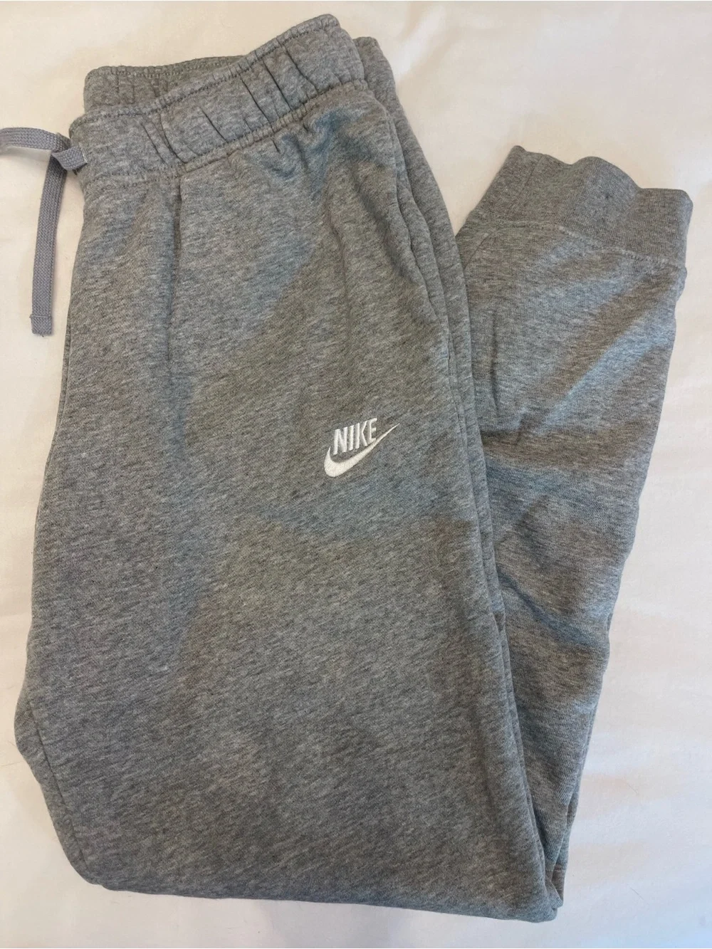 Nike Gray Fleece Joggers with White Logo